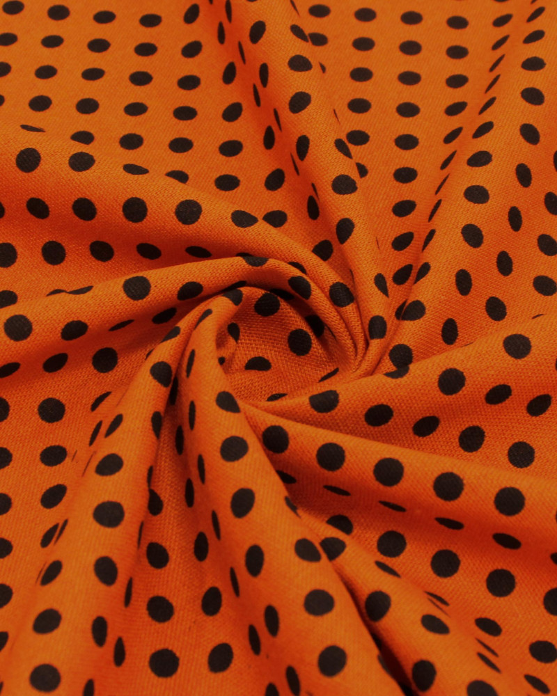 Tecido Linho Misto Micro Poá Preo e Laranja