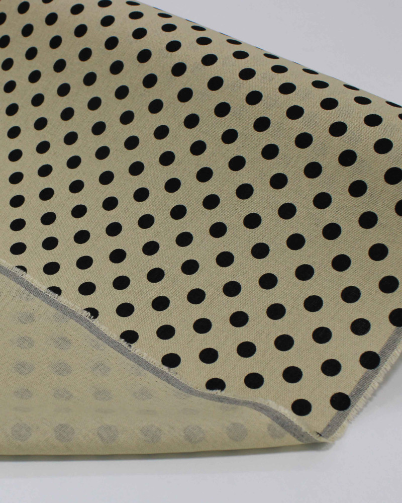 Tecido Linho Misto Poá Preto e Bege