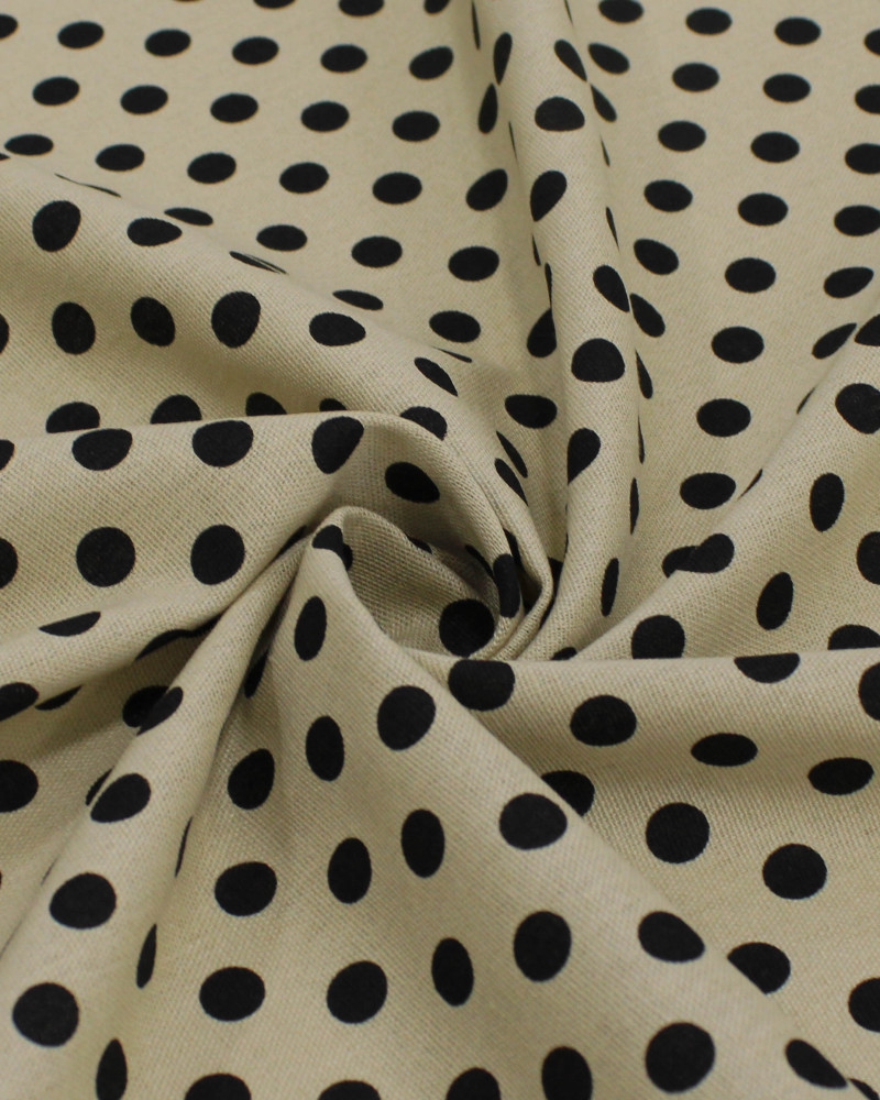 Tecido Linho Misto Poá Preto e Bege