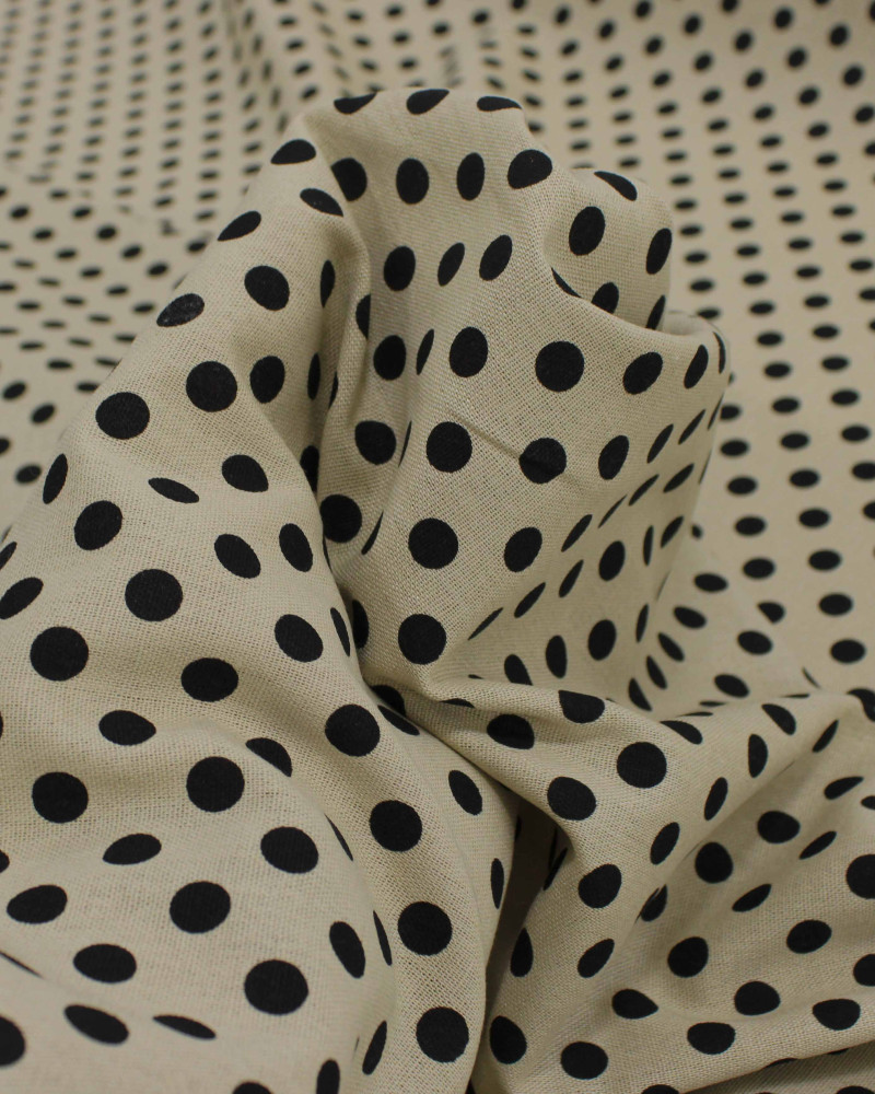 Tecido Linho Misto Poá Preto e Bege