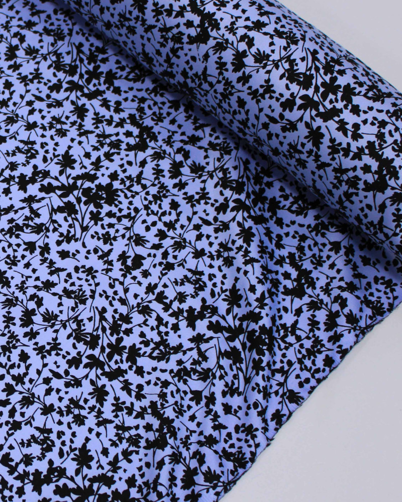 Tecido Tencel Micro Ramos Preto e Aul Ardósia