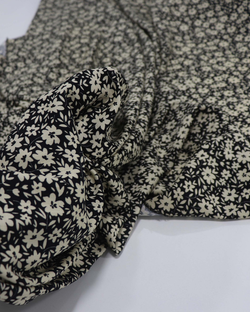 Tecido Viscose Texturizada Liberty Vanila e Preto