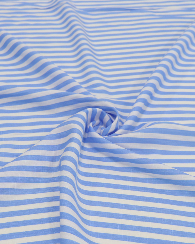 Tecido Viscose Texturizada Listrado Azul e Branco