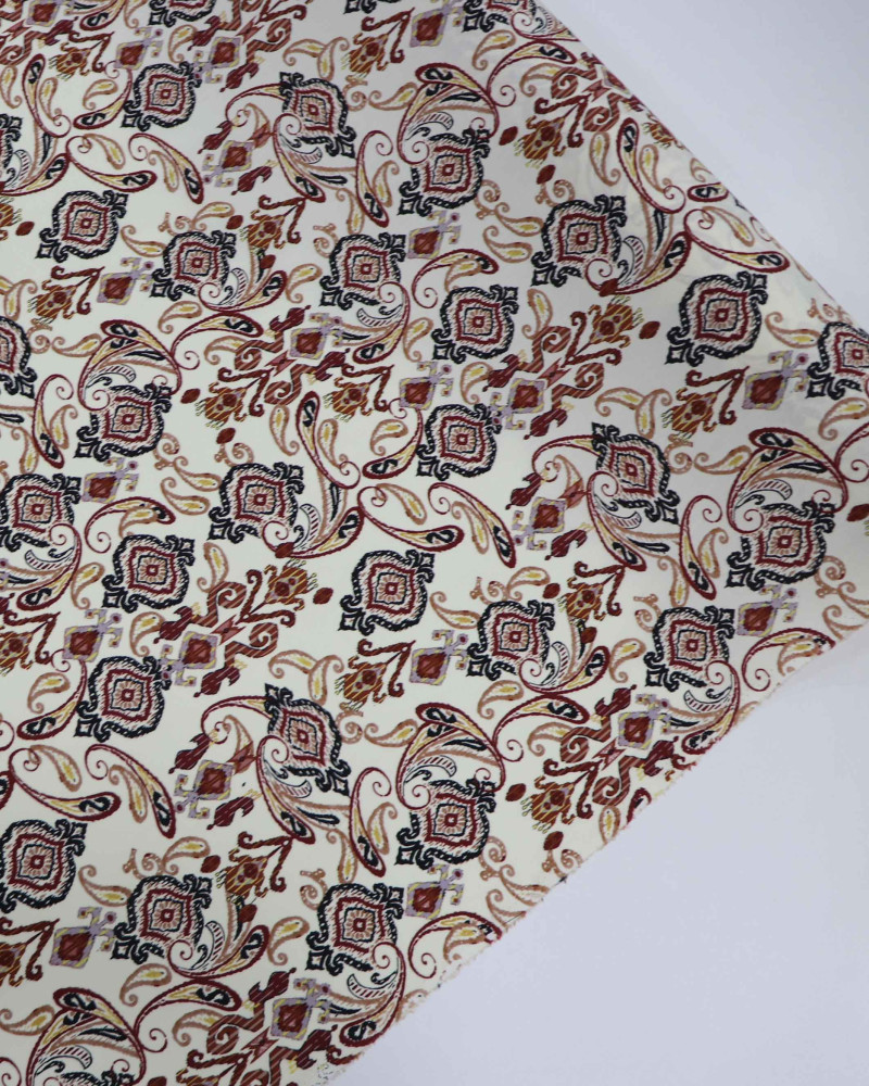 Tecido Viscose Estampa Boho Marsala e Preto