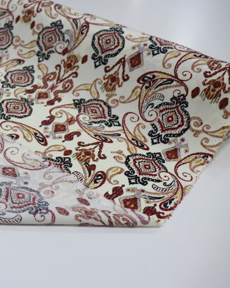 Tecido Viscose Estampa Boho Marsala e Preto