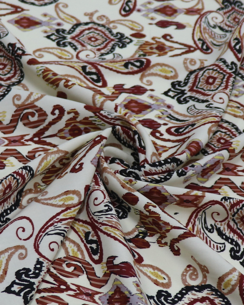 Tecido Viscose Estampa Boho Marsala e Preto