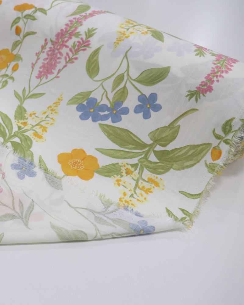 Tecido Viscose Texturizada Jardim Floral Candy Color