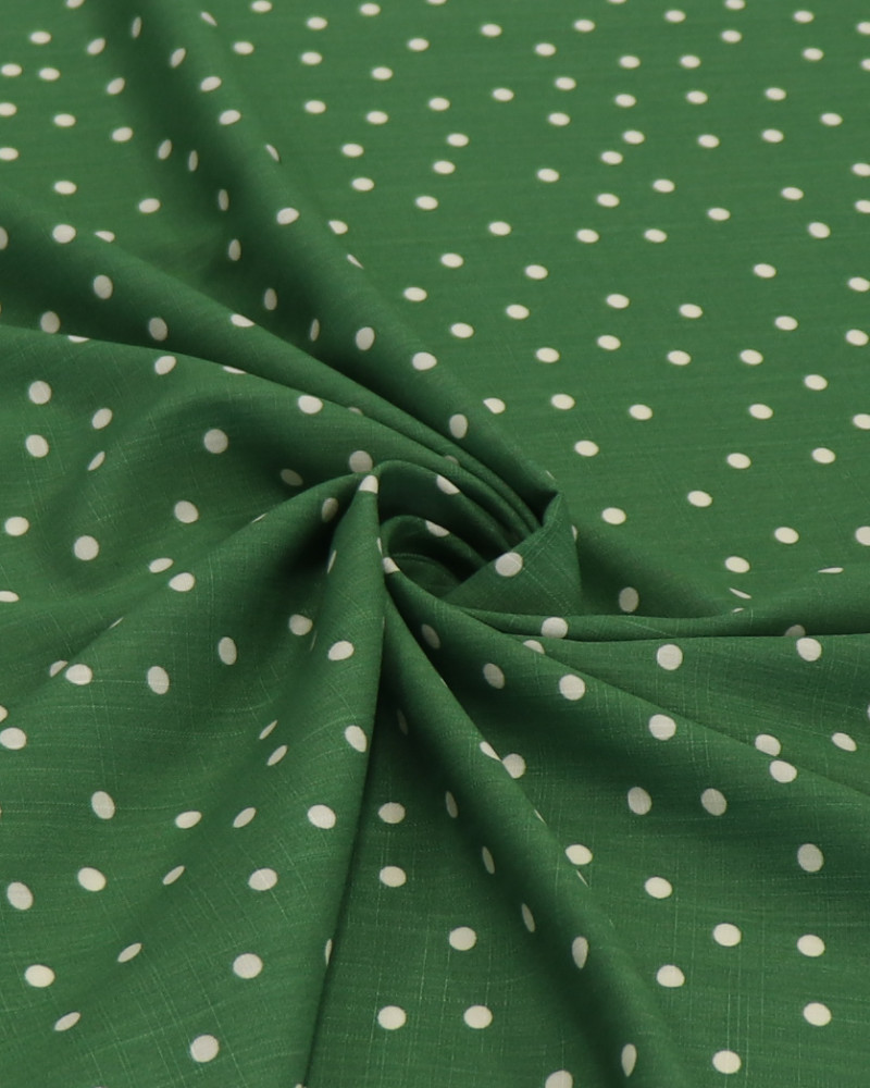 Tecido Viscose Texturizada Micro Poá Creme e Verde Musgo