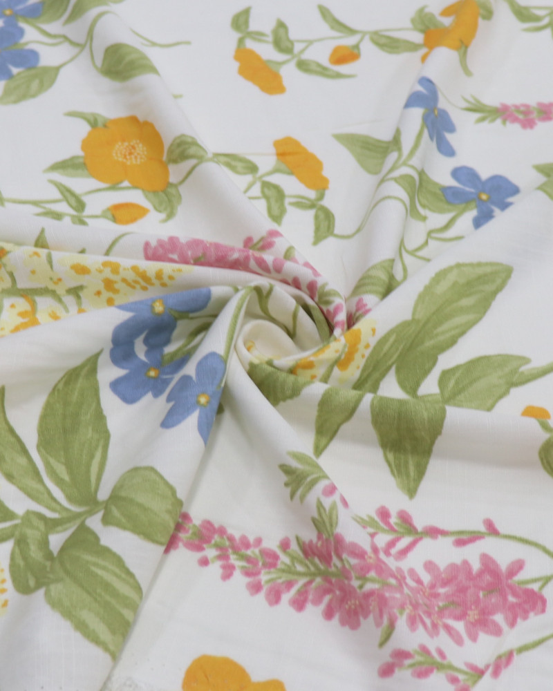 Tecido Viscose Texturizada Jardim Floral Candy Color