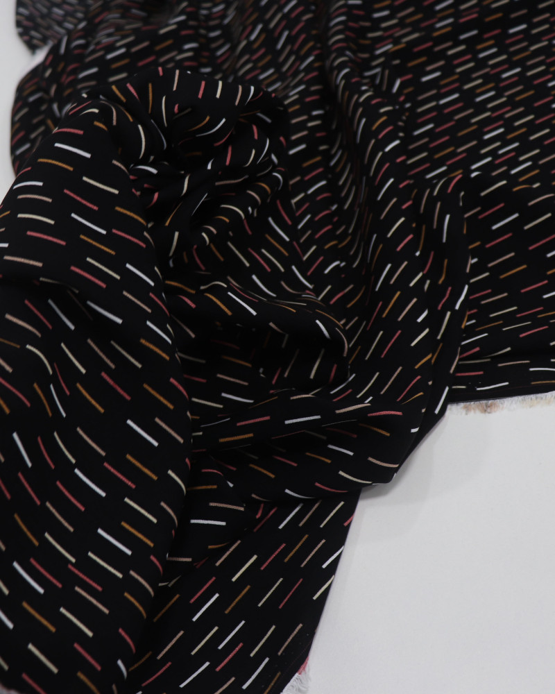 Tecido Viscose Texturizada Riscos Caramelo, Coral e Creme