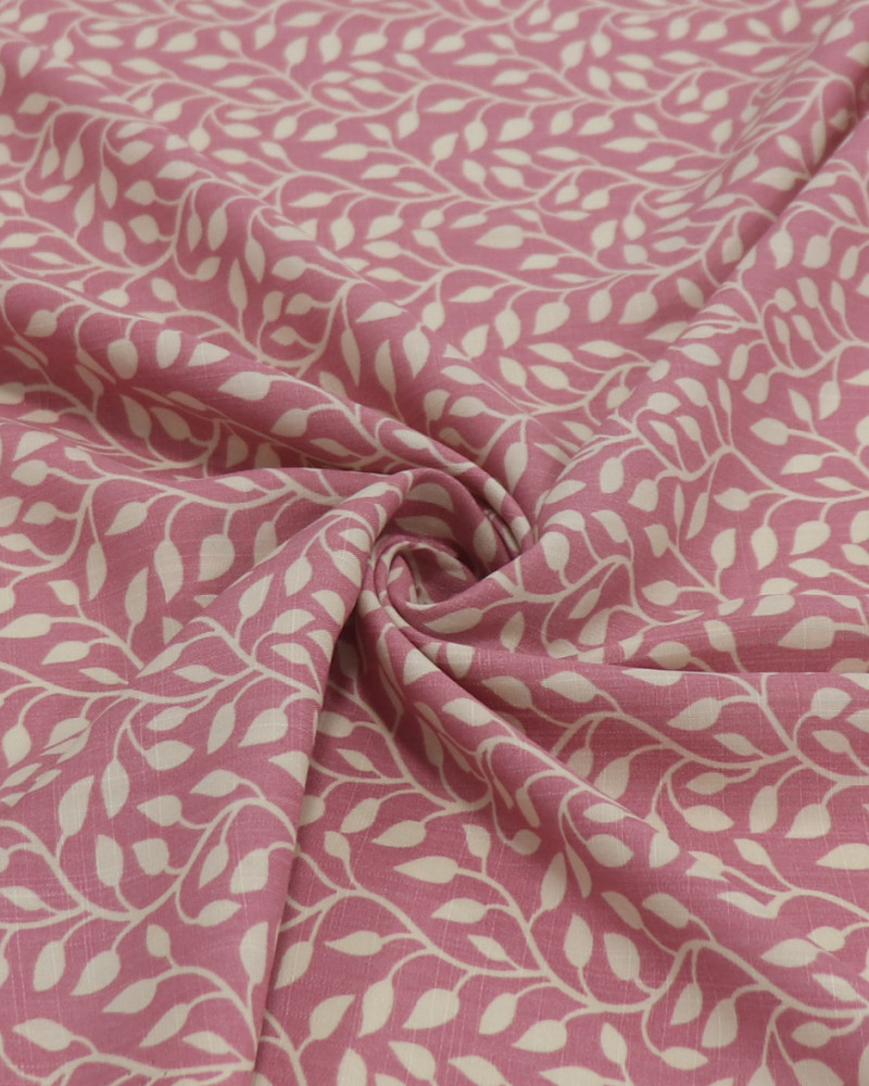 Tecido Viscose Texturizada Ramos Ondulados Creme e Rosé