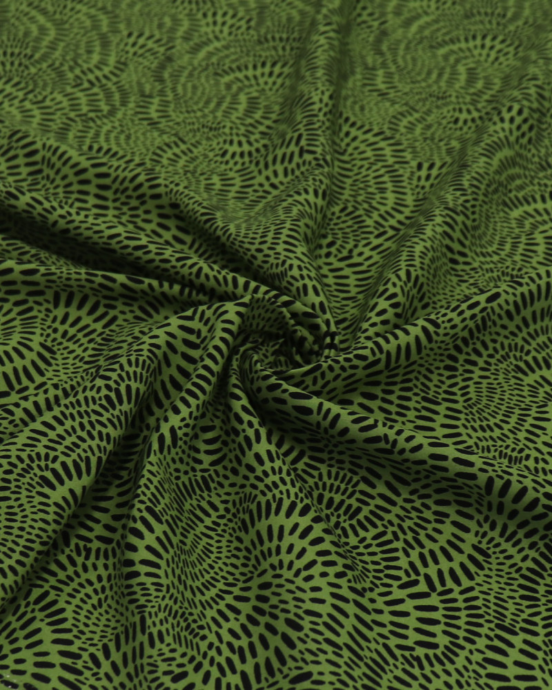 Tecido Viscose Circulados Pontilhados Preto e Verde Musgo