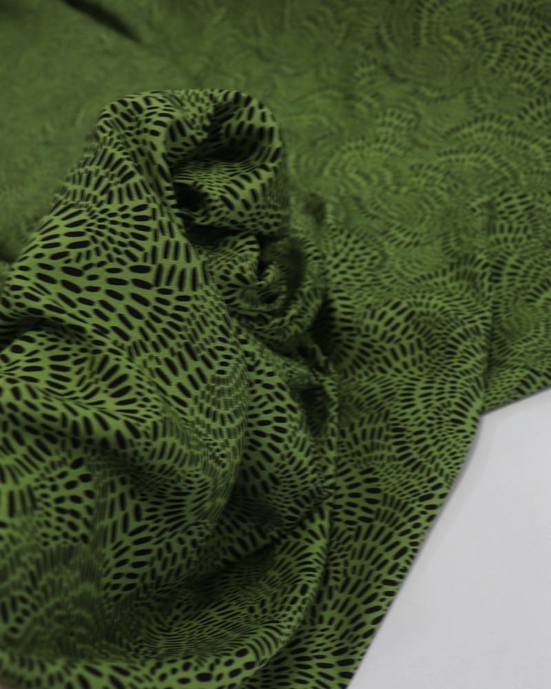 Tecido Viscose Circulados Pontilhados Preto e Verde Musgo