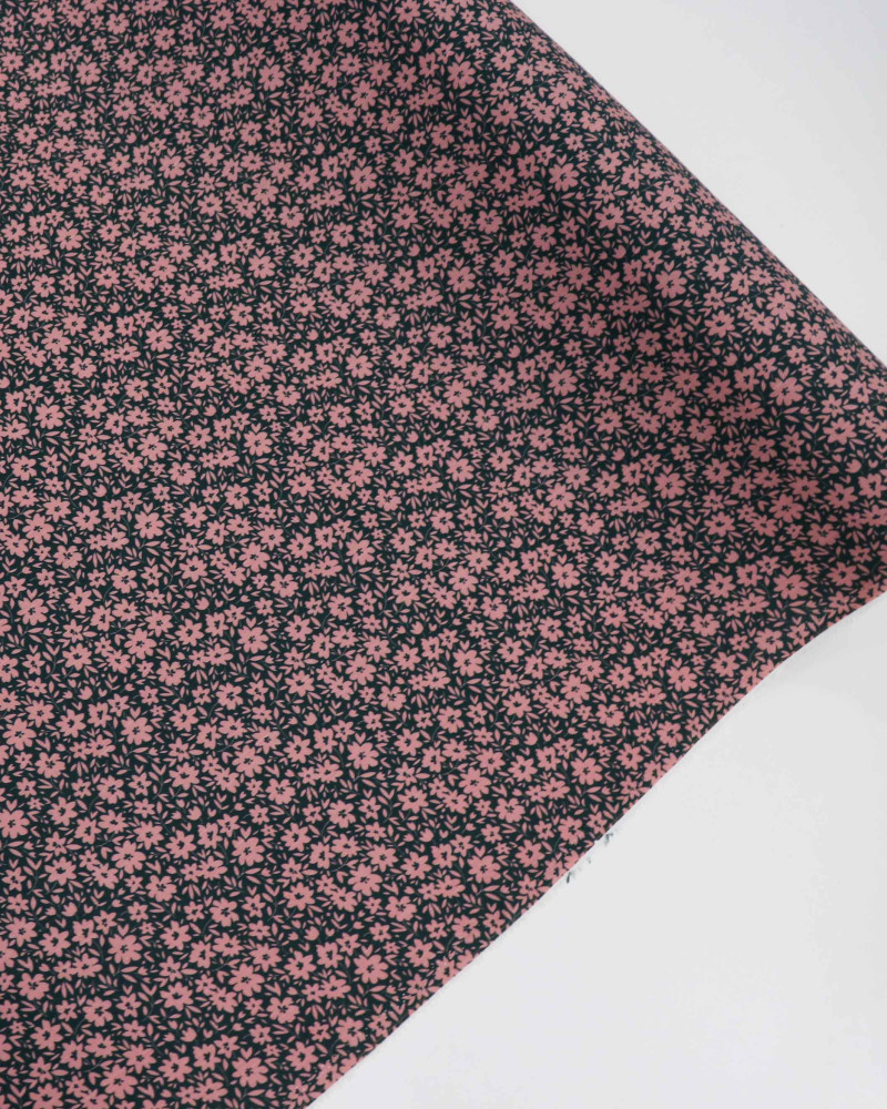 Tecido Viscose Texturizada Liberty Rosé e Verde Esmeralda