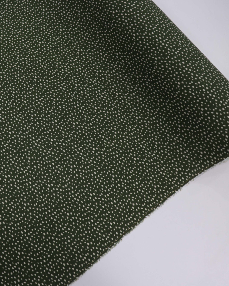 Tecido Viscose Micro Pingos Creme e Verde Militar