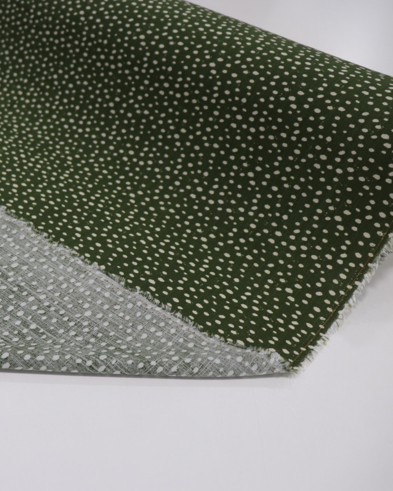 Tecido Viscose Micro Pingos Creme e Verde Militar