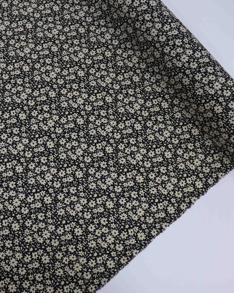 Tecido Viscose Texturizada Liberty Vanila e Preto