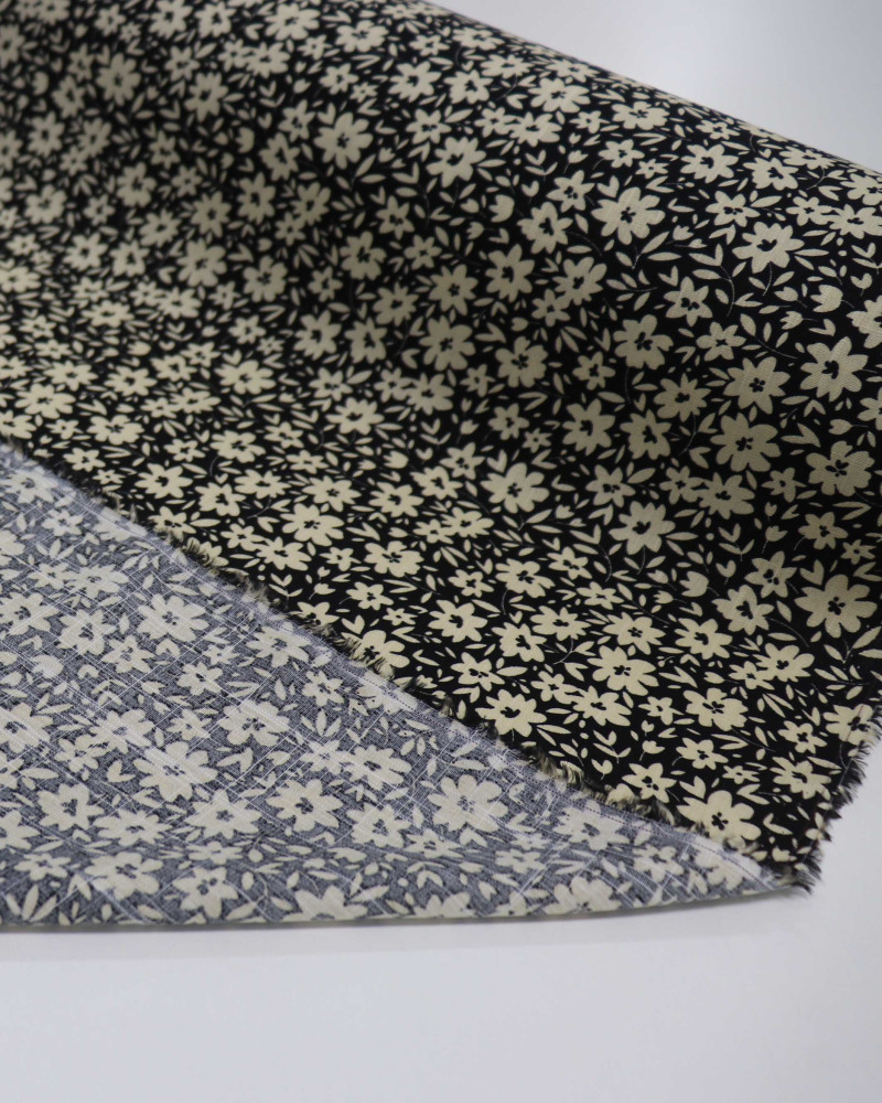 Tecido Viscose Texturizada Liberty Vanila e Preto