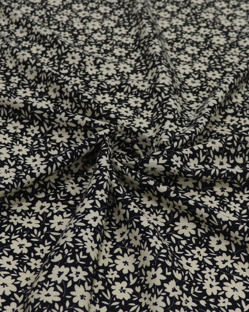 Tecido Viscose Texturizada Liberty Vanila e Preto