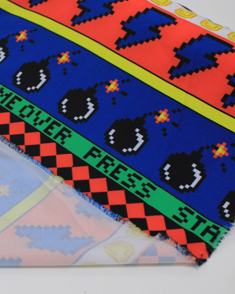 Tecido Crepe Salinas Estampa Fliperama Colorido