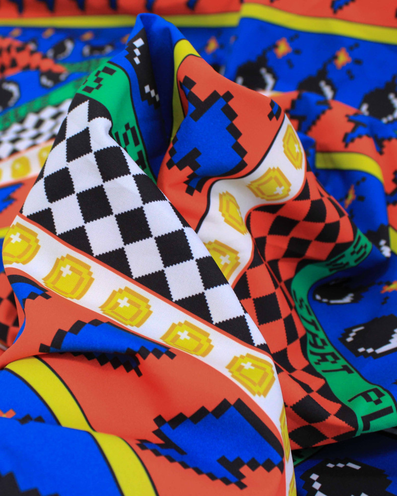 Tecido Crepe Salinas Estampa Fliperama Colorido