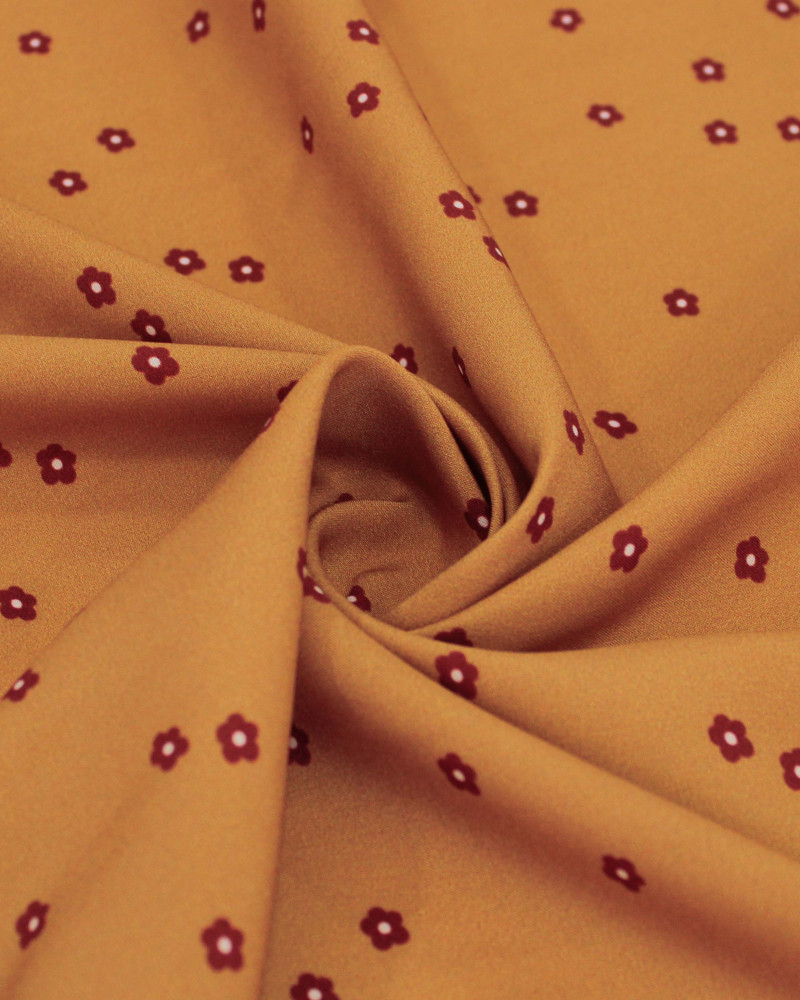 Tecido Viscose Premium Micro Liberty Branco, Vermelho e Ferrugem