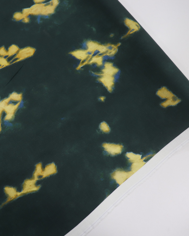 Tecido Linho Misto Italiano Pintura Tie Dye Amarelo e Verde