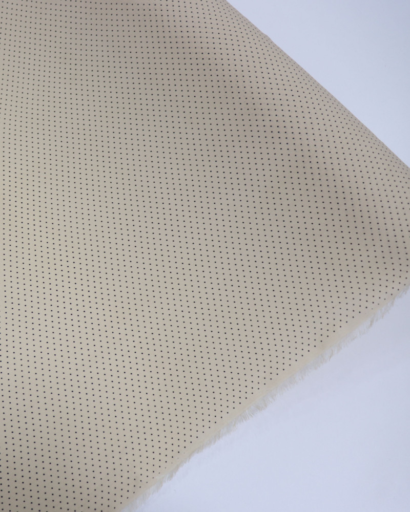 Tecido Crepe Koshibo Leve Polka Dots Preto e Bege