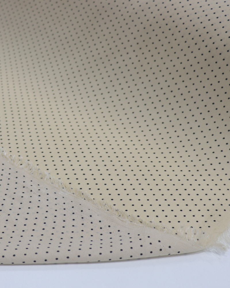 Tecido Crepe Koshibo Leve Polka Dots Preto e Bege