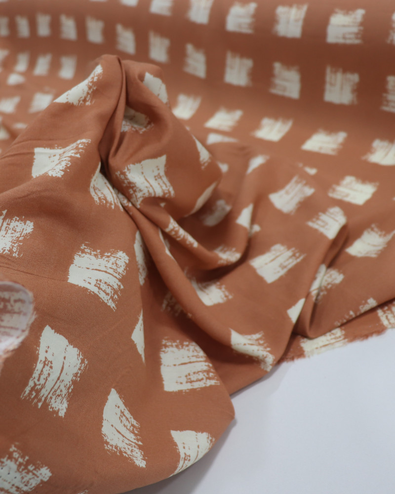 Tecido Viscose Estampa Geométrica Creme e Argila