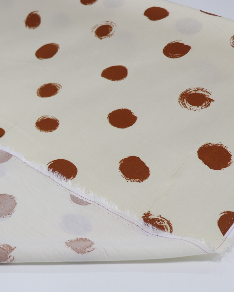 Tecido Viscose Macro Pingos Irregulares Marrom e Creme