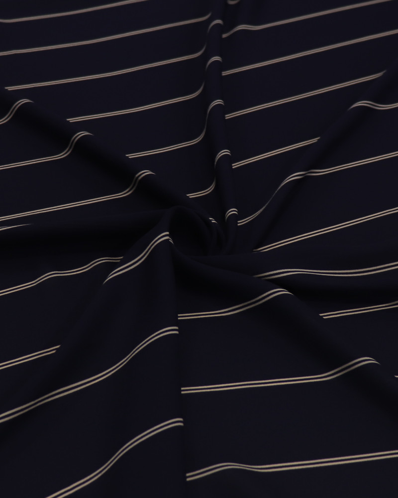 Tecido Crepe Koshibo Leve Listra Dupla Nude e Azul Marinho Noite
