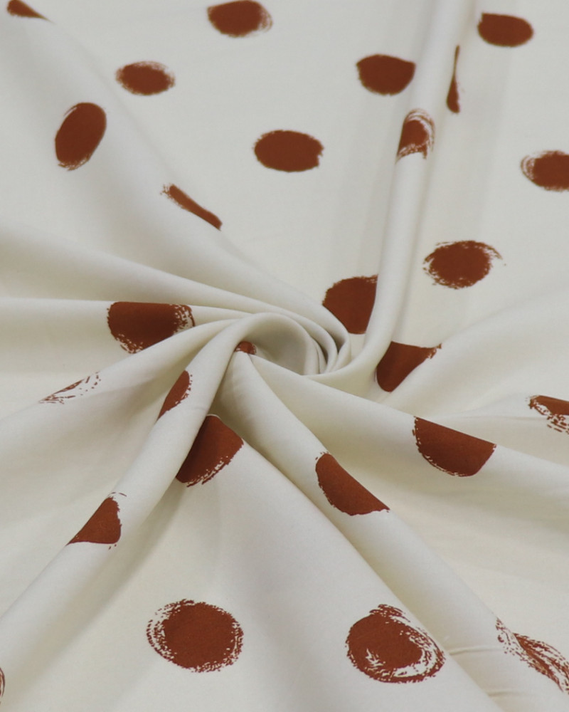 Tecido Viscose Macro Pingos Irregulares Marrom e Creme