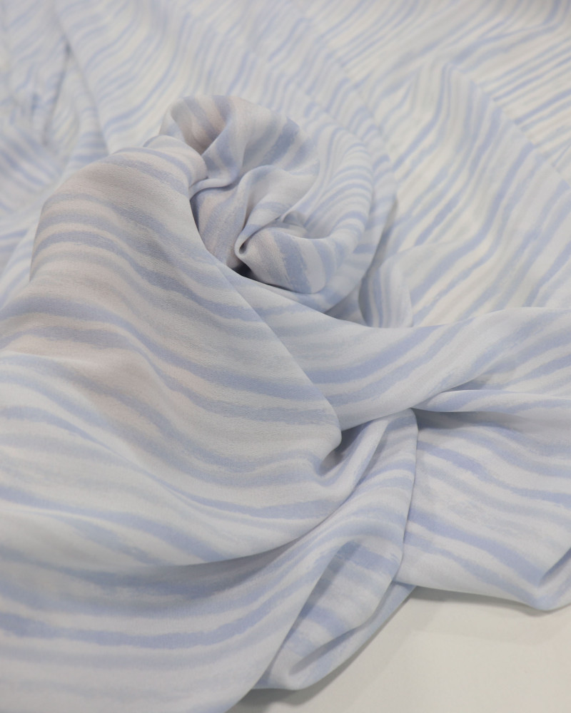 Tecido Crepe Koshibo Leve Listrado Tons de Azul