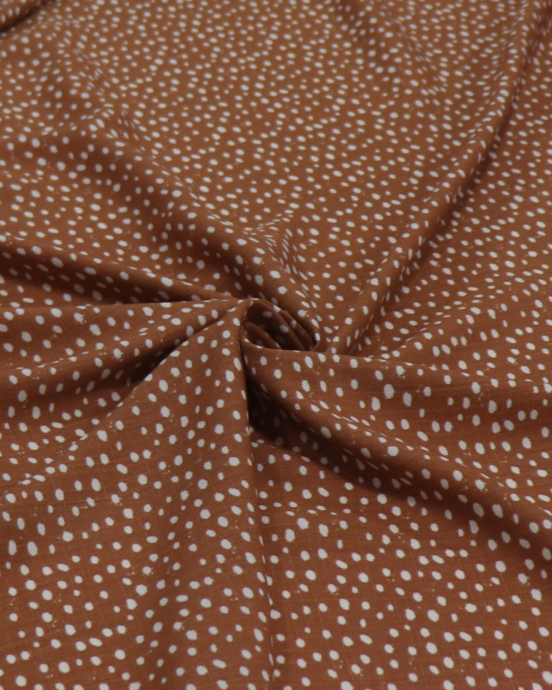 Tecido Viscose Texturizada Micro Pingos Creme e Argila