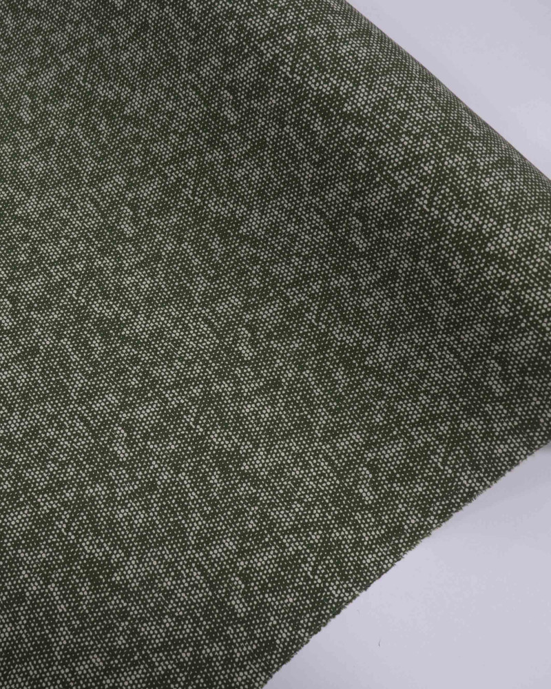 Tecido Viscose Texturizada Micro Pingos Irregulares Creme e Verde Musgo (1m)