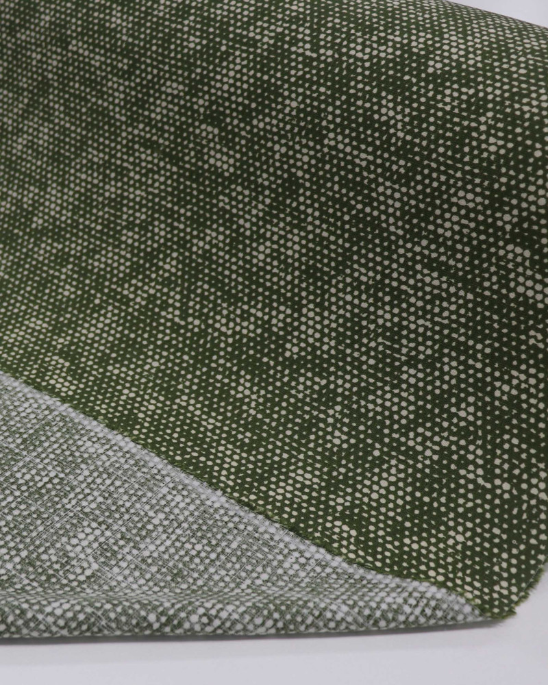 Tecido Viscose Texturizada Micro Pingos Irregulares Creme e Verde Musgo (1m)
