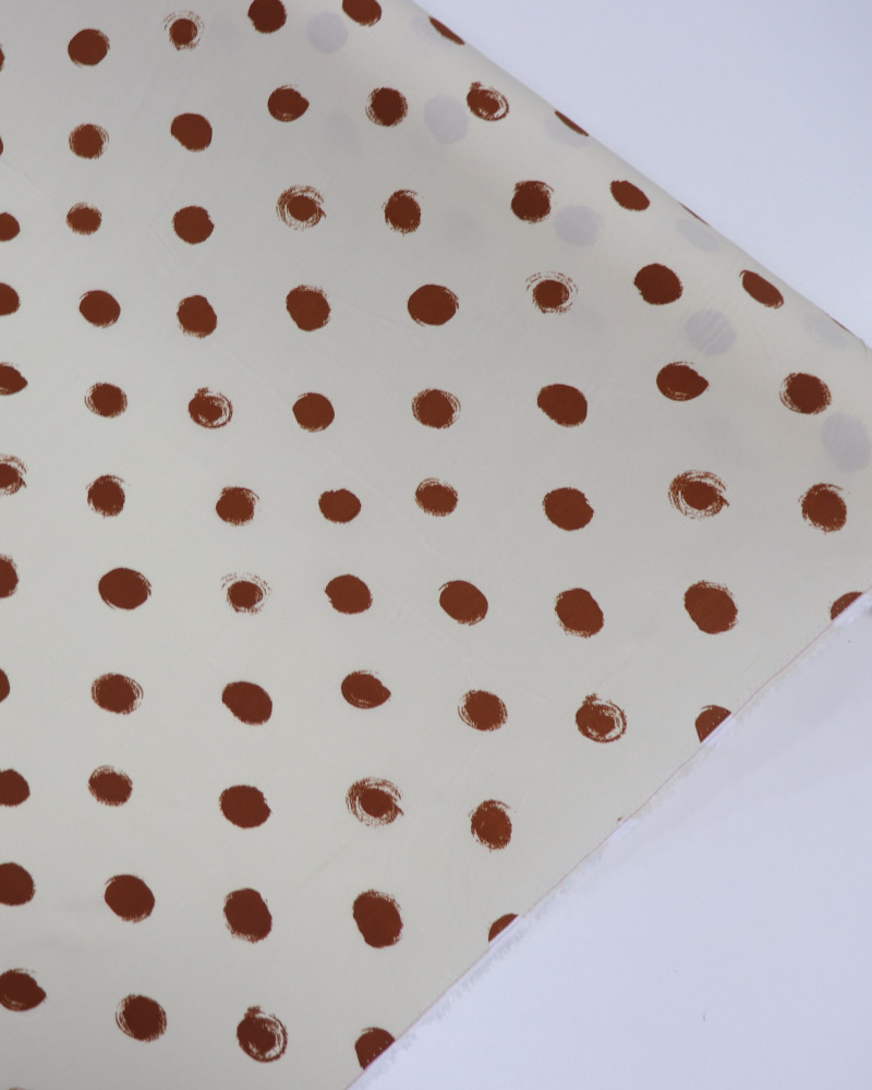Tecido Viscose Macro Pingos Irregulares Marrom e Creme