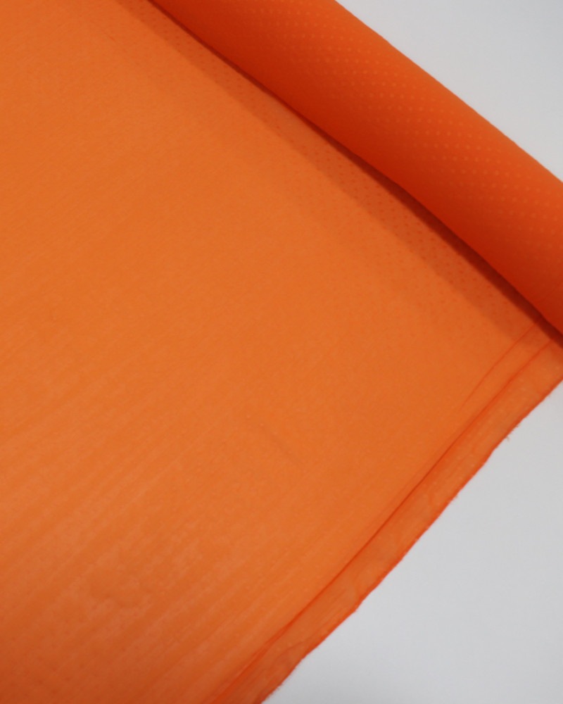 Tecido Crepe Chiffon Toque de Seda Micro Poá Laranja