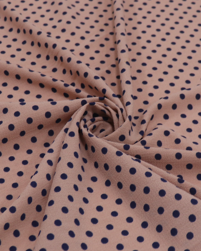 Tecido Crepe Bubble Micro Poá Azul Marinho e Rosé