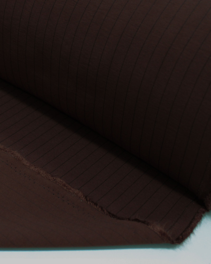 Tecido Alfaiataria de Viscose Risca de Giz Preto e Marrom