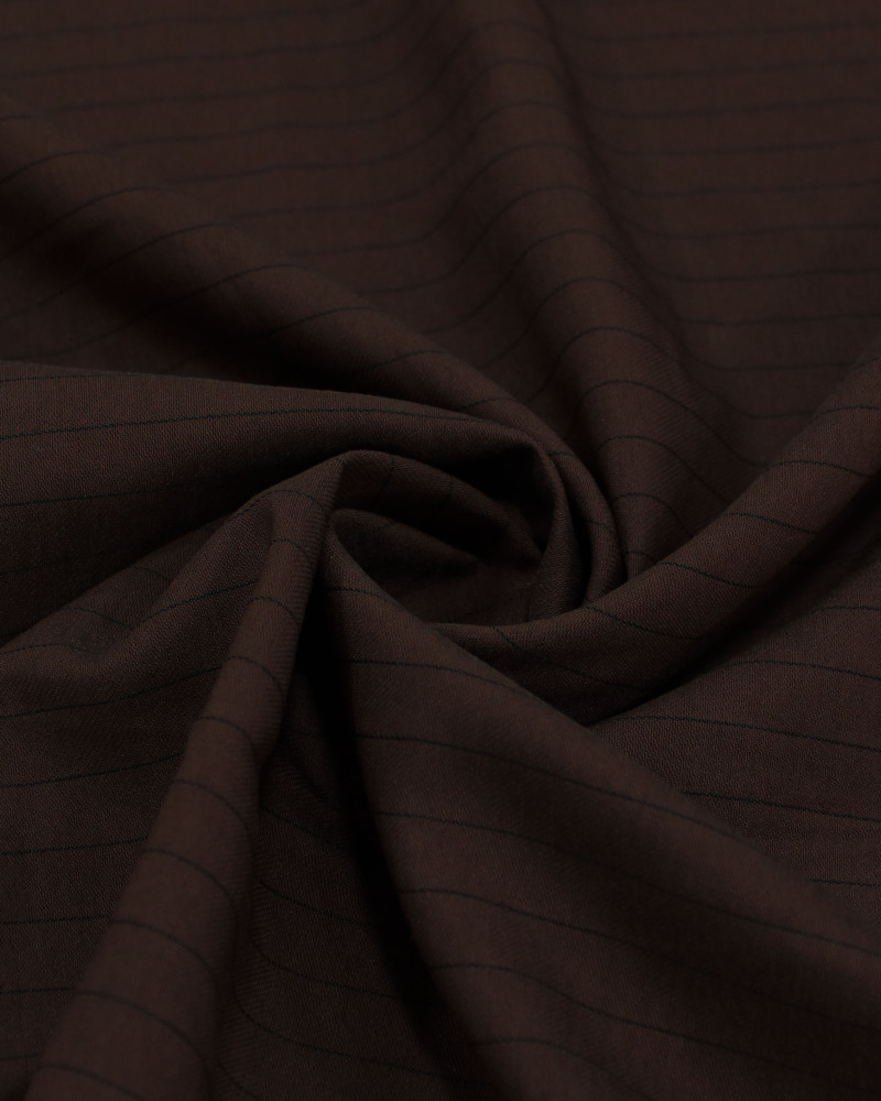 Tecido Alfaiataria de Viscose Risca de Giz Preto e Marrom