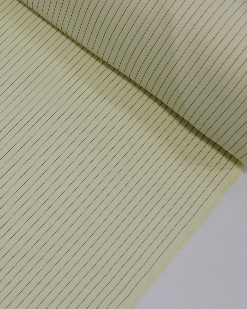 Tecido Alfaiataria de Viscose Risca de Giz Preto e Amarelo Manteiga