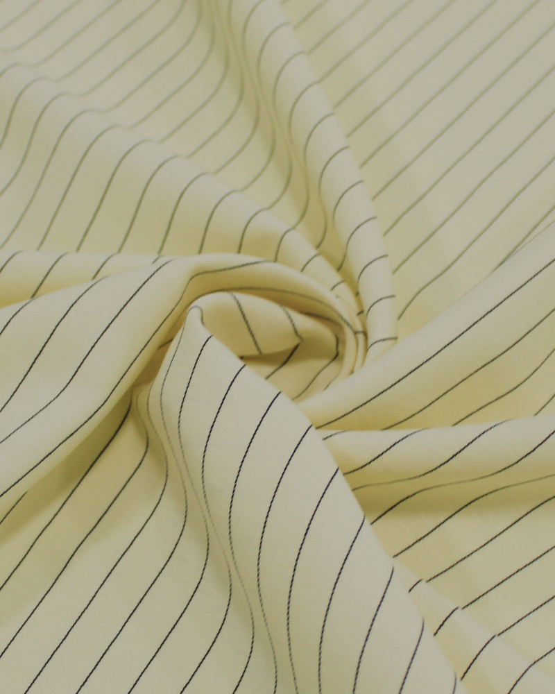 Tecido Alfaiataria de Viscose Risca de Giz Preto e Amarelo Manteiga