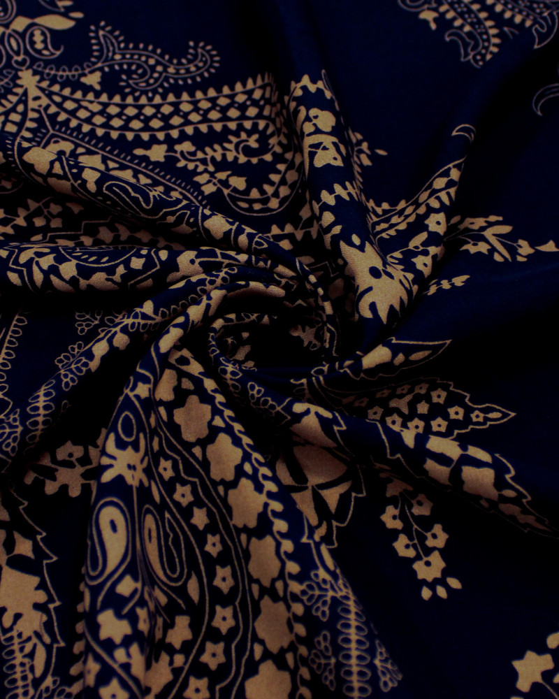 Tecido Viscose Arabescos em Cashmere Argila e Preto