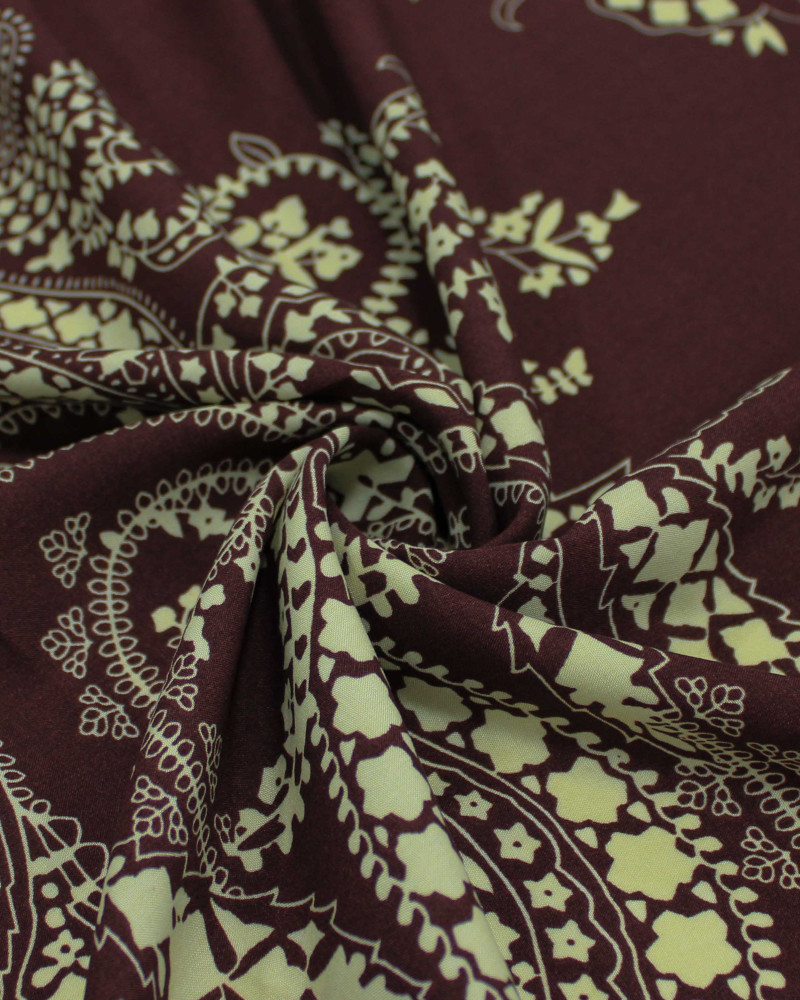 Tecido Viscose Arabescos em Cashmere Creme e Marrom