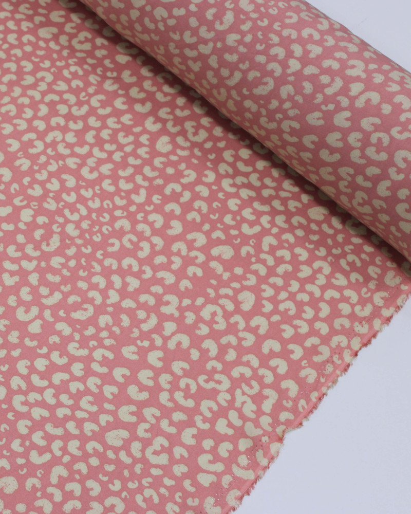 Tecido Viscose Animal Print Offwhie e Rosa