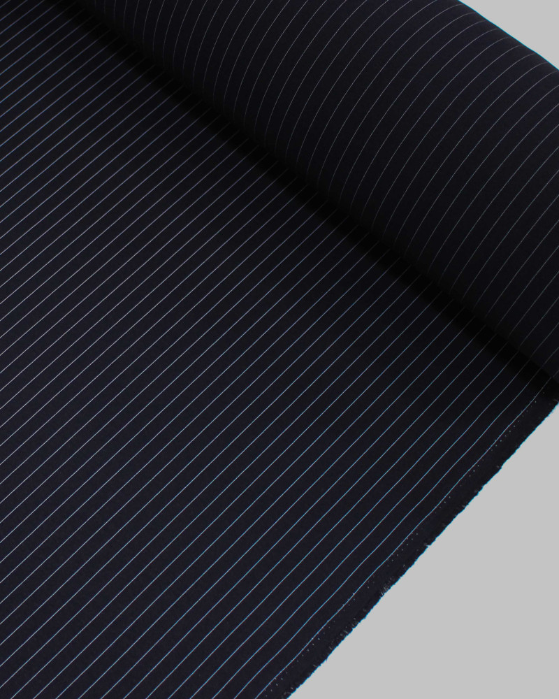 Tecido Alfaiataria de Viscose Risca de Giz Branco e Preto