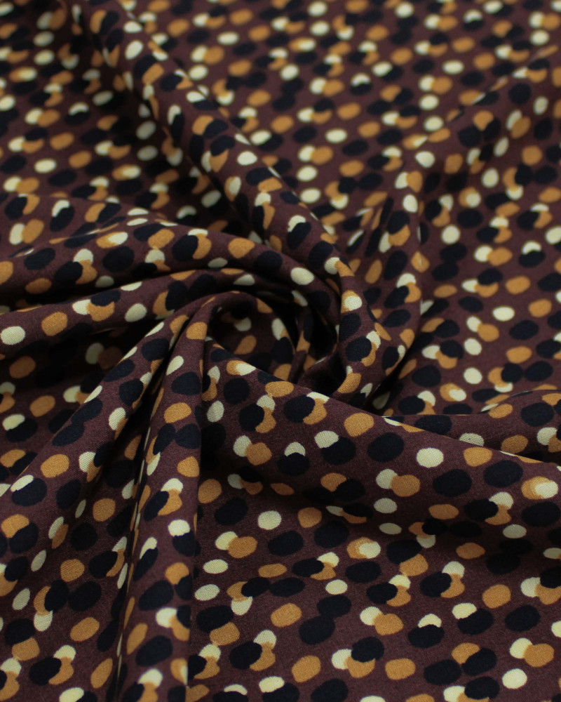 Tecido Viscose Pingos Sobrepostos Colorido e Marrom