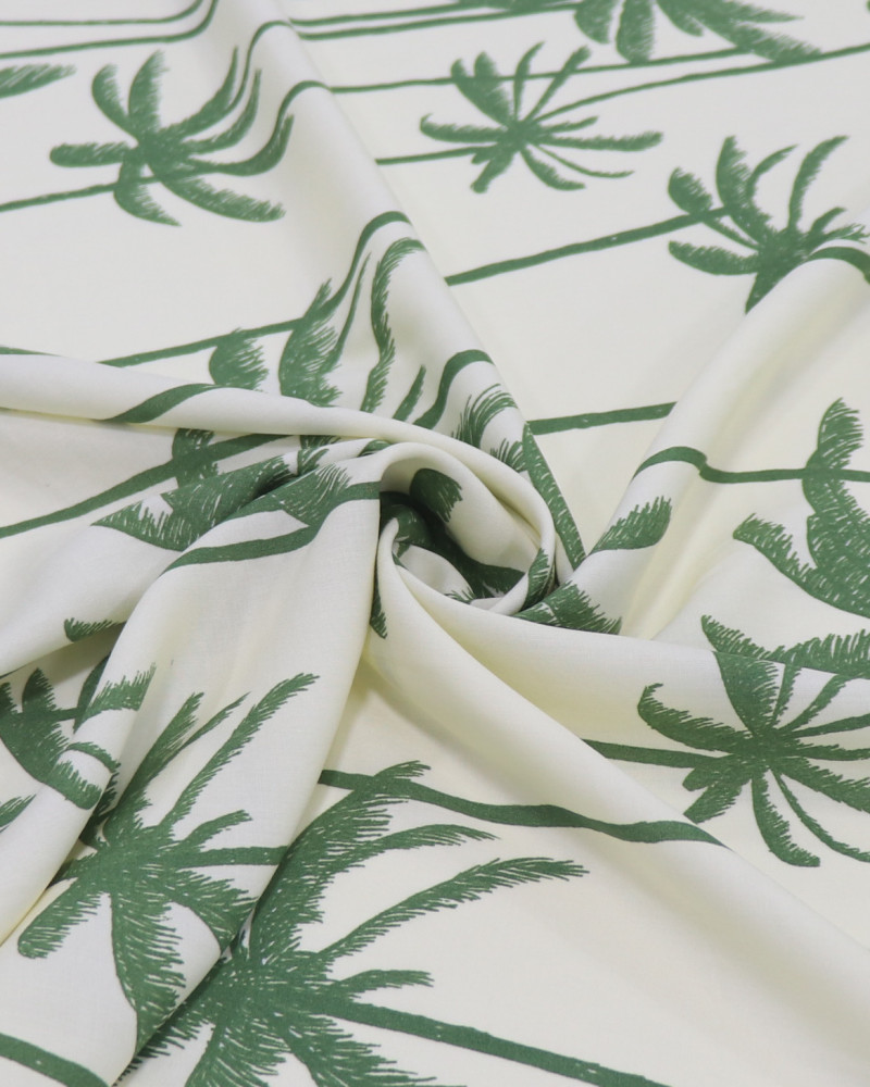 Tecido Viscose Palmeiras Verde e Creme